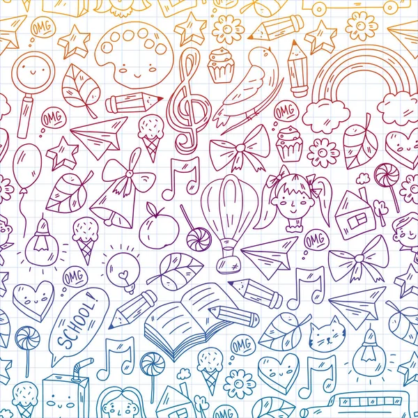 Conjunto de iconos educativos. Escuela y colledge. Creatividad e imaginación. — Vector de stock