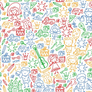 Okul, sevimli vektör çocukların olduğu anaokulu. Dans, şarkı, resim, online eğitim. Yaratıcılık ve hayal gücü.