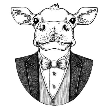 Bir boğayla vektör yeni yıl illüstrasyonu. Bir boğayla yılbaşı kartı. Kazaklı boğa. Yeni yıl şablonu, Noel.