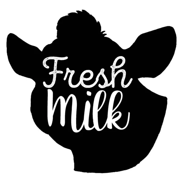 Kors huvud. Naturlig mjölk. Mjölkgård. Vintage vektor gravyr illustration för etikett, affisch, logotyp. Isolerad på vit bakgrund — Stock vektor