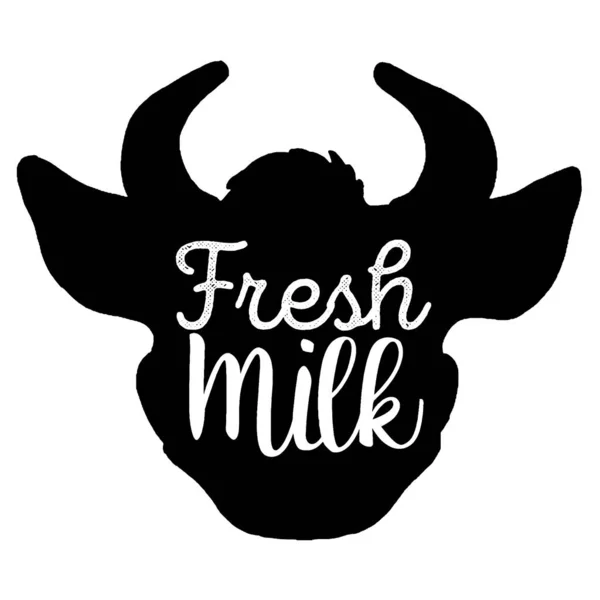Kors huvud. Naturlig mjölk. Mjölkgård. Vintage vektor gravyr illustration för etikett, affisch, logotyp. Isolerad på vit bakgrund — Stock vektor