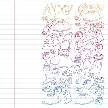 Çocuk kıyafetleri. Bebekler için arka plan, çocuk kalıpları.