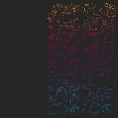 Çocuk kıyafetleri. Bebekler için arka plan, çocuk kalıpları.