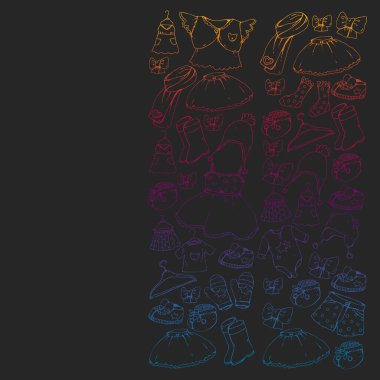 Çocuk kıyafetleri. Bebekler için arka plan, çocuk kalıpları.