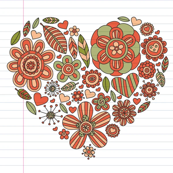 Flores 8 de março. Padrão floral Doodle. Ícones vetoriais para mulheres. — Vetor de Stock