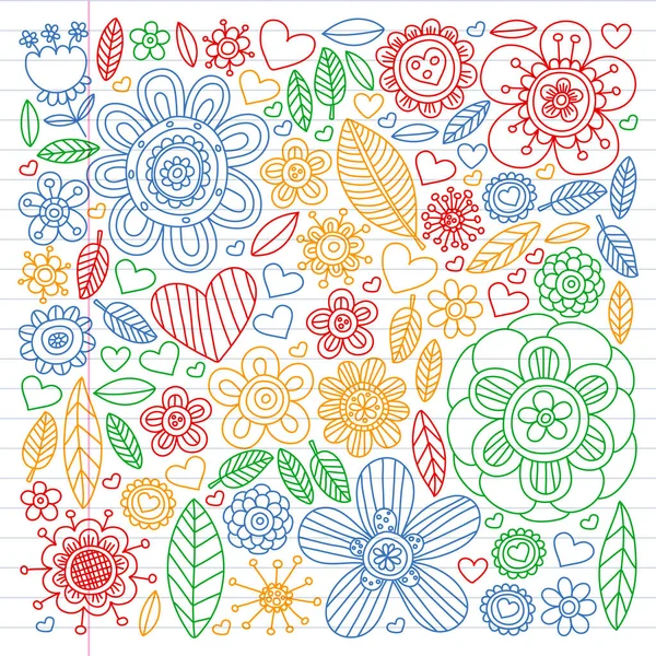 Vector flower pattern on white background. Wallpaper, fabric design. — Stock Vector