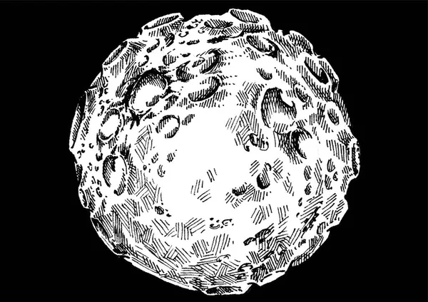 Ilustração vetorial de uma lua cheia com crateras. Isolado em fundo preto. —  Vetores de Stock