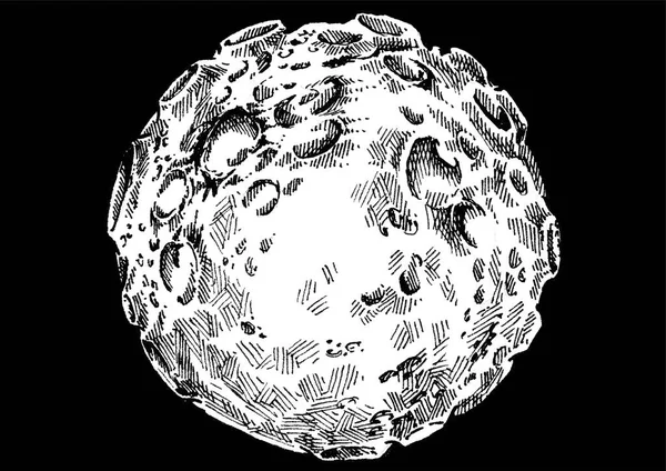 Kraterlerle dolu bir dolunayın vektör çizimi. Siyah arkaplanda izole. — Stok Vektör