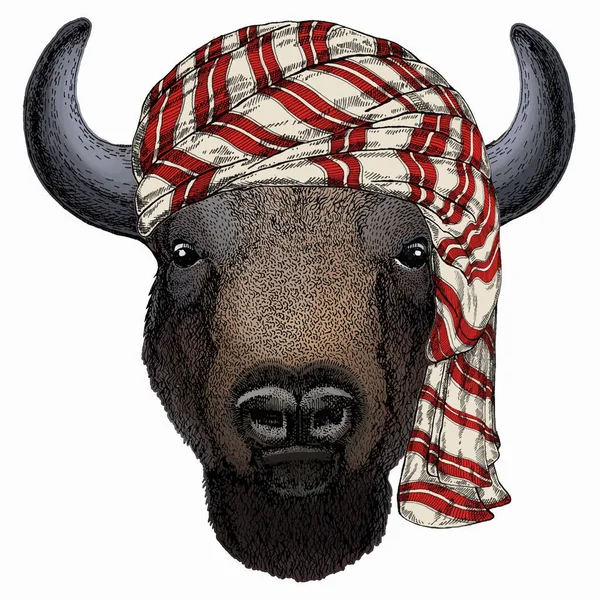 Animaux sauvages portant keffiyeh ou kufiya. Tête d'animal. — Image vectorielle