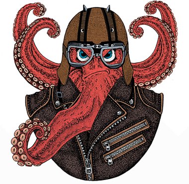 Ahtapot vektör portresi. Deniz yaratığı, canavar..
