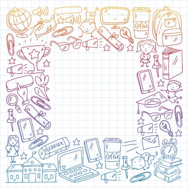 Okul ve çocuklar. Yaratıcılık ve hayal gücü. Çocuk eğitimi. Okula geri dön..