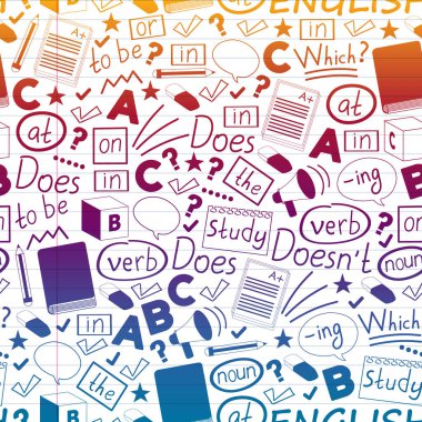 İngilizce kursları, İngilizce öğrenme. Vektör deseni. Çevrimiçi kurslar.