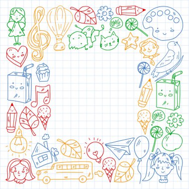 Anaokulu çocukları parkta oynarlar. Çevrimiçi eğitim.