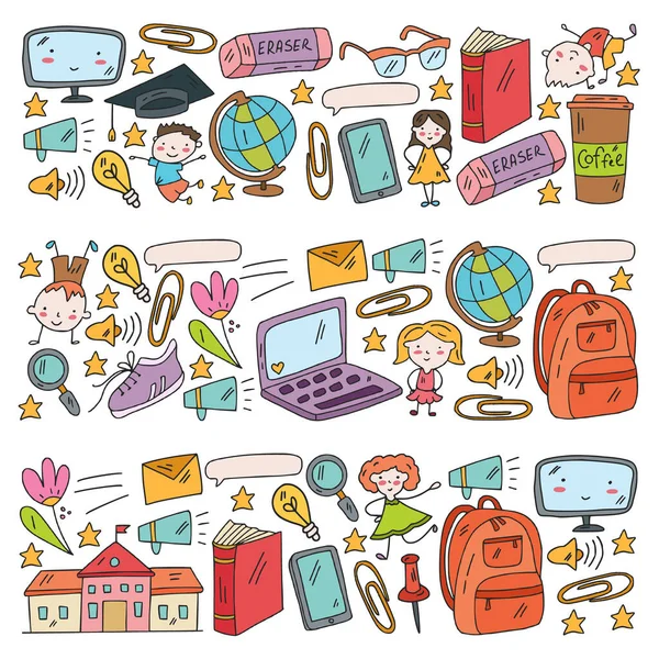 E-learning ed educazione online. Bambini piccoli. Creatività e immaginazione. — Vettoriale Stock