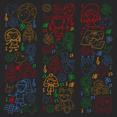 Küçük çocuklar ve oyuncaklarla anaokulu modeli. Yaratıcılık ve hayal gücü.