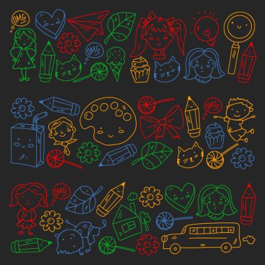 Yaratıcılık ve hayal gücü. Vektör çizimi. Çocuk eğitimi.