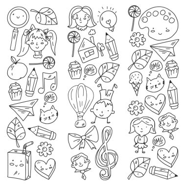 Yaratıcılık ve hayal gücü. Vektör çizimi. Çocuk eğitimi.