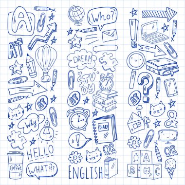 İngilizce kursu. E-öğrenme, online eğitim. İngilizce