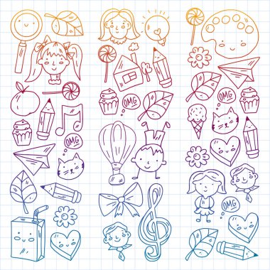 Yaratıcılık ve hayal gücü. Vektör çizimi. Çocuk eğitimi.