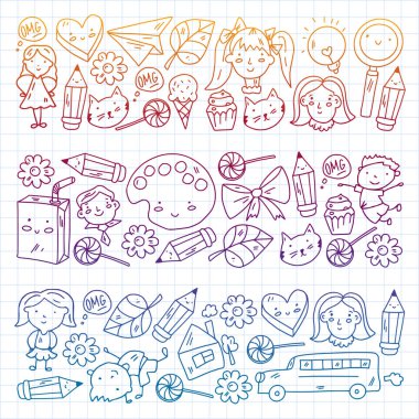 Yaratıcılık ve hayal gücü. Vektör çizimi. Çocuk eğitimi.