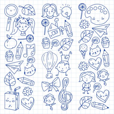 Yaratıcılık ve hayal gücü. Vektör çizimi. Çocuk eğitimi.