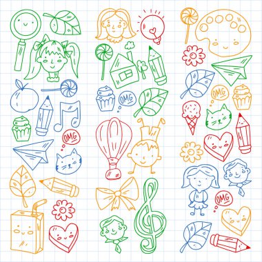 Yaratıcılık ve hayal gücü. Vektör çizimi. Çocuk eğitimi.