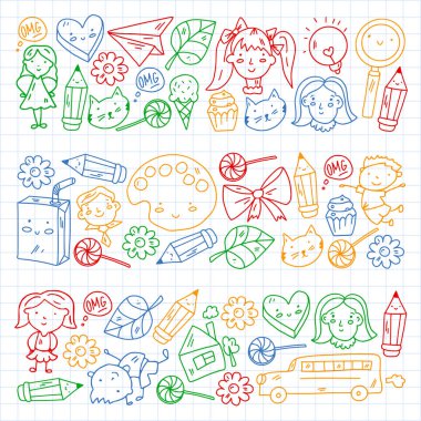 Yaratıcılık ve hayal gücü. Vektör çizimi. Çocuk eğitimi.