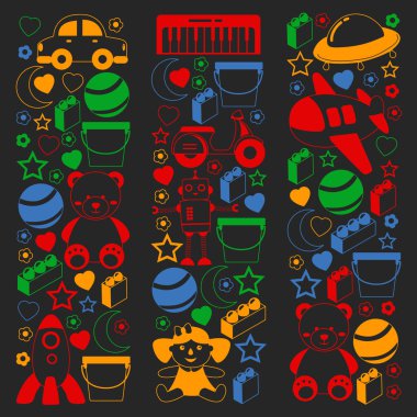 Küçük çocuklar ve oyuncaklarla anaokulu modeli. Yaratıcılık ve hayal gücü.