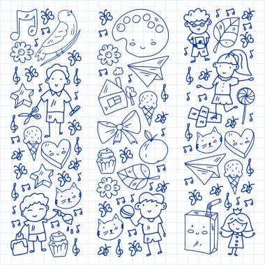 Yaratıcılık ve hayal gücü. Vektör çizimi. Çocuk eğitimi.