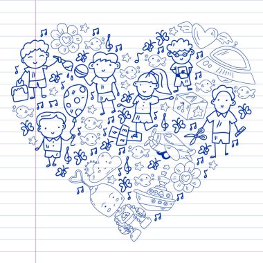 Çocuklar anaokulunda oyuncaklarla oynarlar. Çocuk parkı. Eğitim, yaratıcılık, hayal gücü.