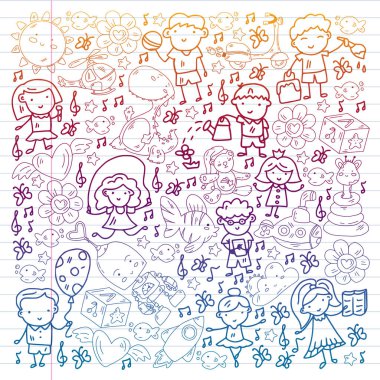 Çocuklar anaokulunda oyuncaklarla oynarlar. Çocuk parkı. Eğitim, yaratıcılık, hayal gücü.