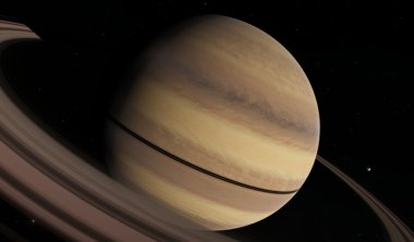 Derin uzayda fantastik Satürn gezegeni