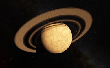 Derin uzayda fantastik Satürn gezegeni