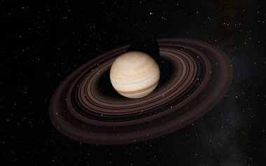 Derin uzayda fantastik Satürn gezegeni
