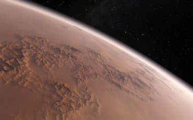Mars bilimsel illüstrasyon - gezegen manzara