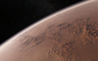 Mars bilimsel illüstrasyon - gezegen manzara