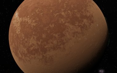 Mars bilimsel illüstrasyon - gezegen manzara