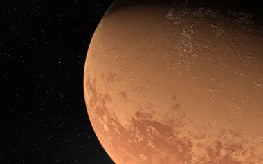 Mars bilimsel illüstrasyon - gezegen manzara