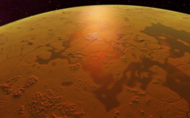 Mars bilimsel illüstrasyon - gezegen manzara