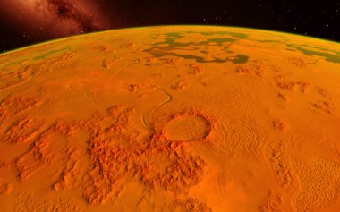 Mars bilimsel illüstrasyon - gezegen manzara