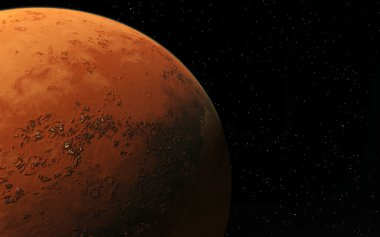 Mars bilimsel illüstrasyon - gezegen manzara