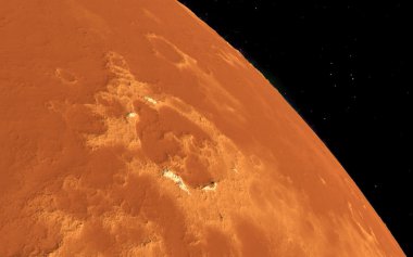 Mars bilimsel illüstrasyon - gezegen manzara