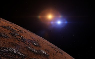 Mars bilimsel illüstrasyon - gezegen manzara
