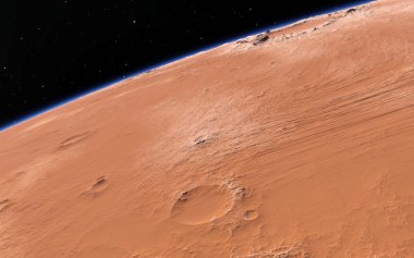 Mars bilimsel illüstrasyon - gezegen manzara