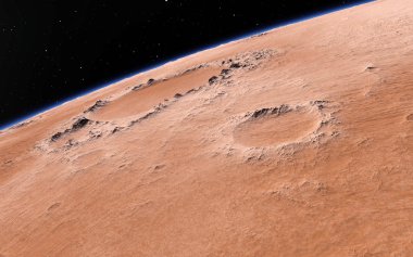 Mars bilimsel illüstrasyon - gezegen manzara