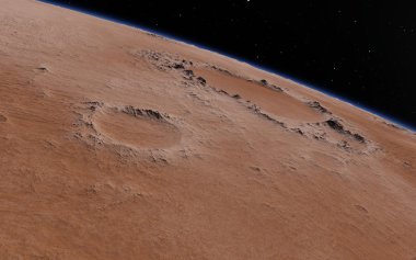 Mars bilimsel illüstrasyon - gezegen manzara