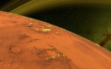Mars bilimsel illüstrasyon - gezegen manzara