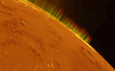 Mars bilimsel illüstrasyon - gezegen manzara