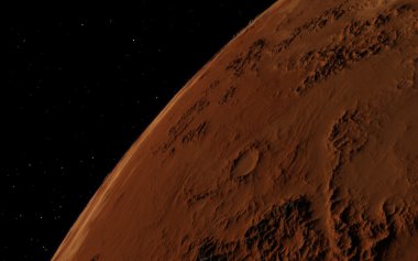 Mars bilimsel illüstrasyon - gezegen manzara