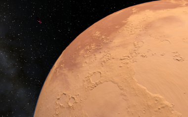 Mars bilimsel illüstrasyon - gezegen manzara
